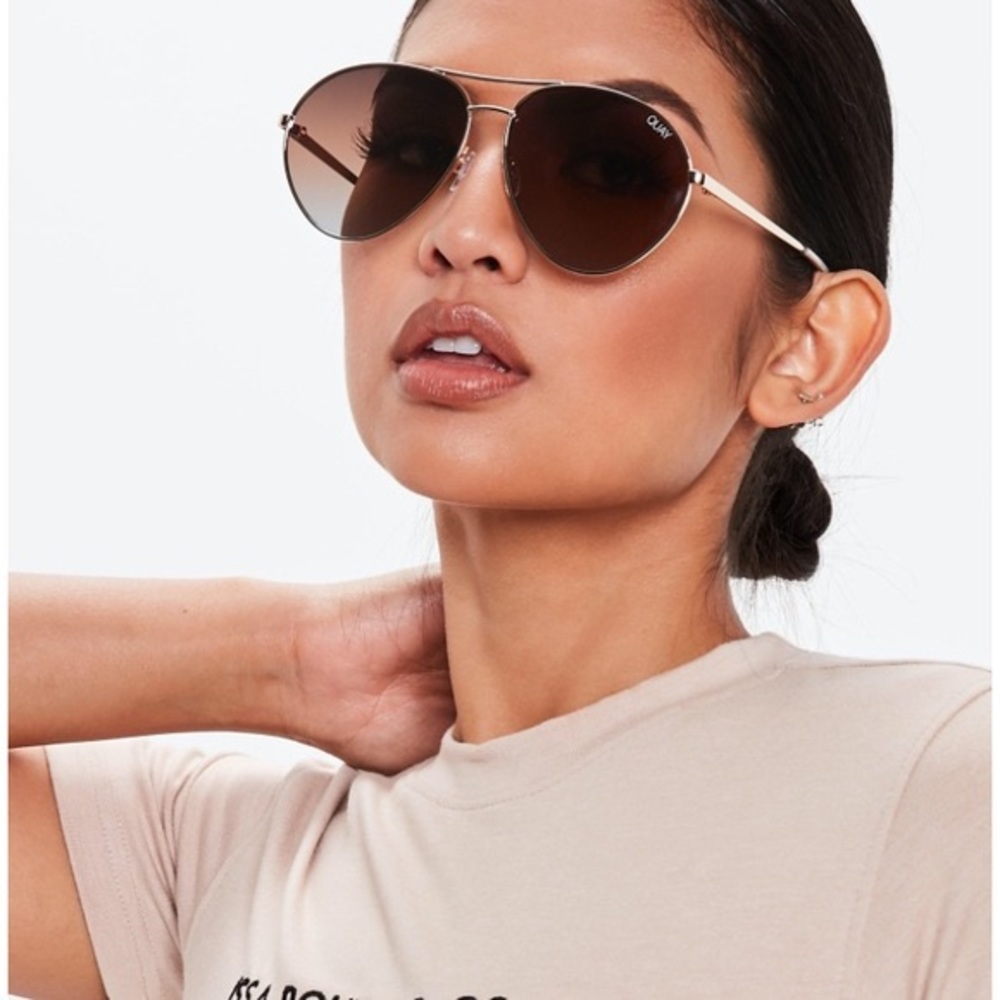 QUAY “just sayin” brown gold aviator sunglasses